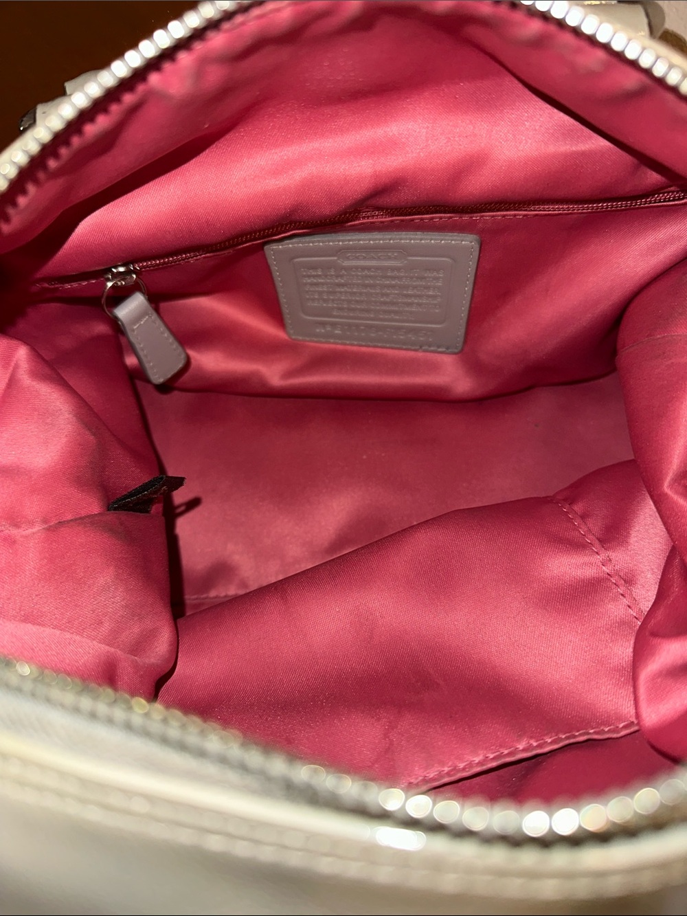 Coach Gray Satchel with Pink and Gray Circle Print - Picture 4 of 6
